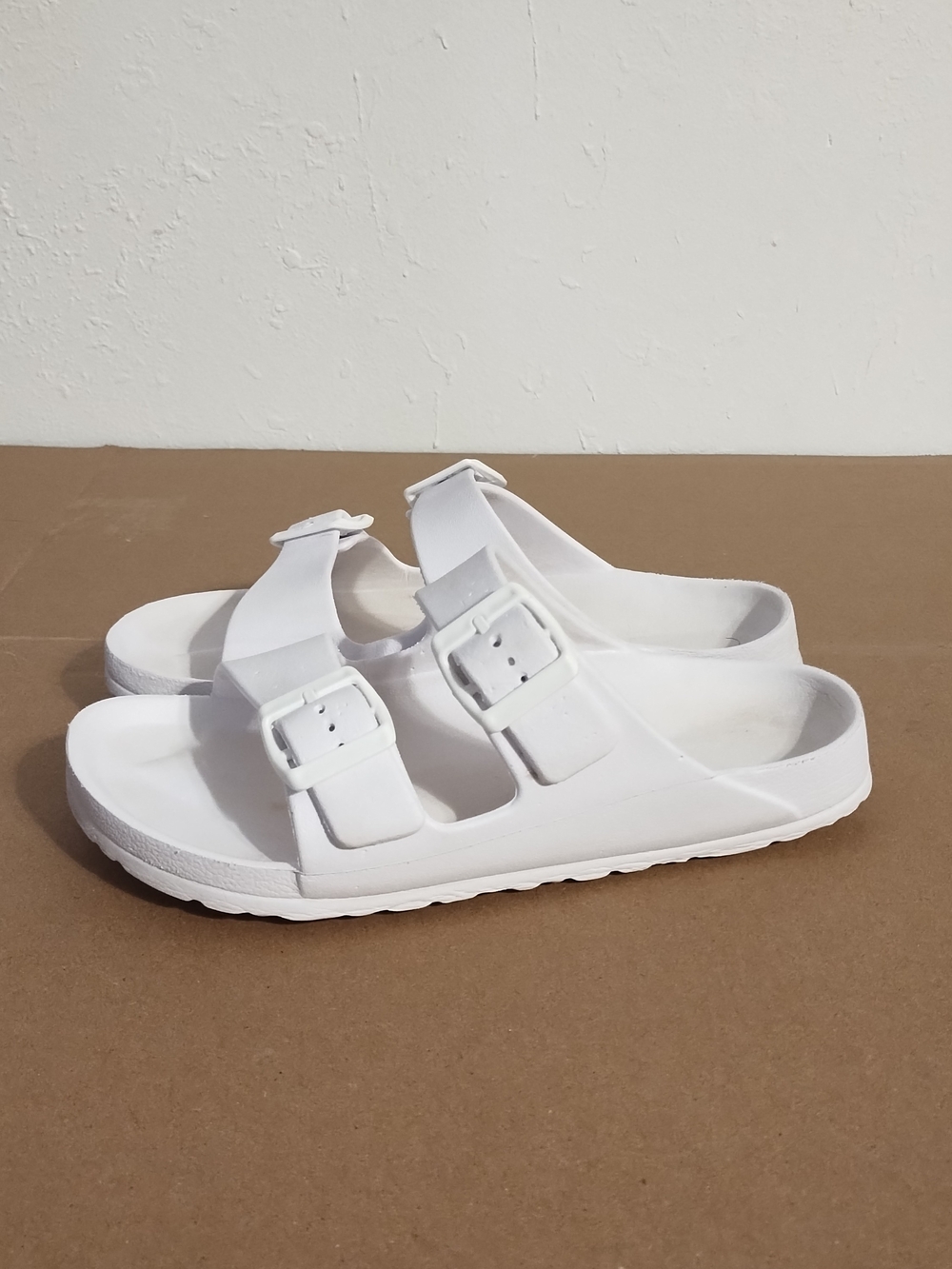 White Double Strap Slide Sandals U.S.A size 7 women's/UK size 5 women's